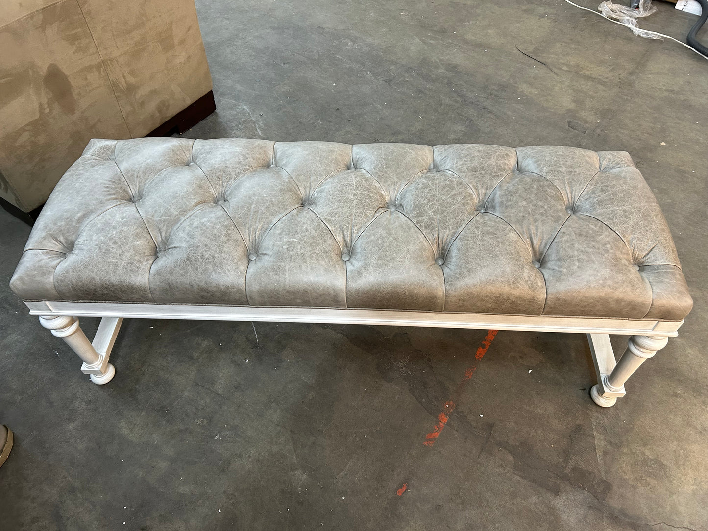 Gray Leather Lexington Bed Bench