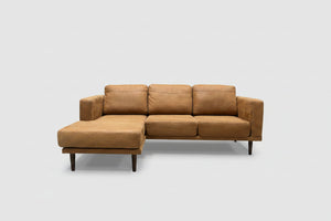 Tan Microsuede Reversible Chaise Sectional