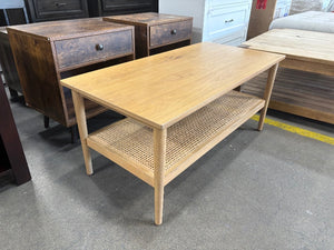 Light Wood Woven Coffee Table