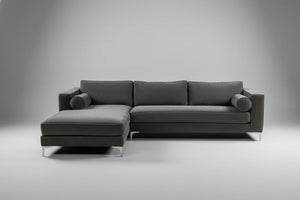 Dark Olive Velvet 2-Pc Chaise Sectional