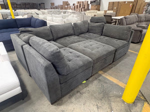 Tisdale 6-Piece Gray Fabric Sectional