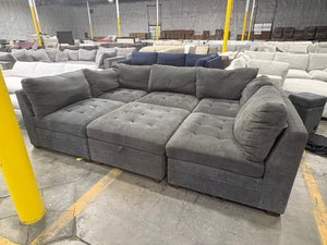 Tisdale 6-Piece Gray Fabric Sectional