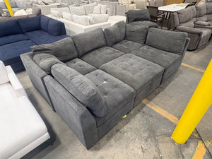 Tisdale 6-Piece Gray Fabric Sectional