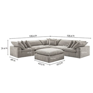 Aiden & Ivy Sereen 6-Pc Sectional (Taupe)