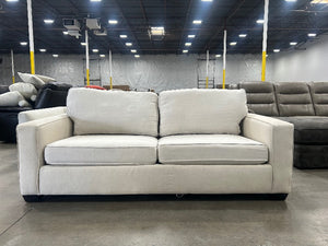Pottery Barn White Linen Buchanan Sleeper Sofa