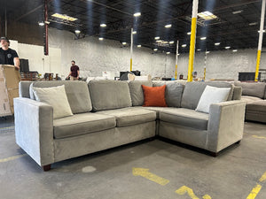 West Elm 3-Pc Gray Velvet Henry Sectional