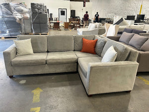 West Elm 3-Pc Gray Velvet Henry Sectional