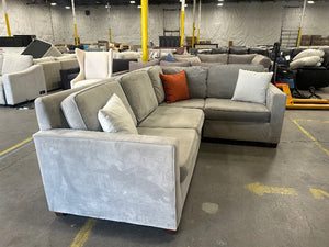 West Elm 3-Pc Gray Velvet Henry Sectional