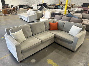 West Elm 3-Pc Gray Velvet Henry Sectional