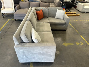 West Elm 3-Pc Gray Velvet Henry Sectional