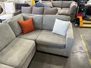 West Elm 3-Pc Gray Velvet Henry Sectional