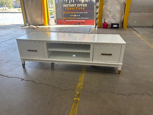 White TV Stand w/ Gold Accents
