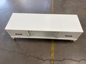 White TV Stand w/ Gold Accents