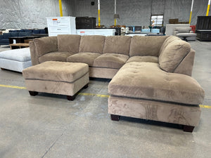 Contemporary Brown Sectional w/Ottoman