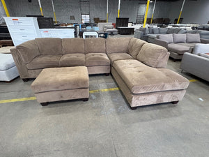Contemporary Brown Sectional w/Ottoman