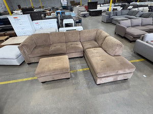 Contemporary Brown Sectional w/Ottoman