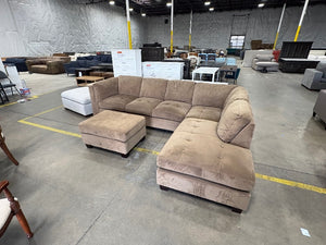 Contemporary Brown Sectional w/Ottoman