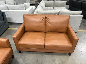 Prospera West Park 2-Pc Leather Sofa & Chair Set (Cognac)