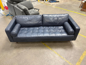 Article Sven 88” Tufted Leather Sofa (Oxford Blue)