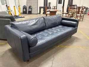 Article Sven 88” Tufted Leather Sofa (Oxford Blue)