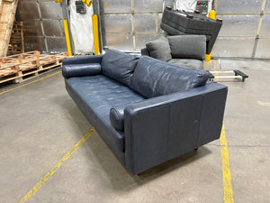 Article Sven 88” Tufted Leather Sofa (Oxford Blue)