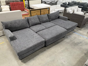 Grey Oversized Sectional with Ottoman