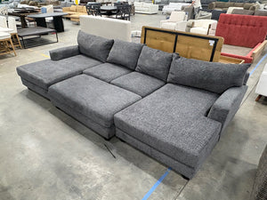 Grey Oversized Sectional with Ottoman