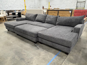 Grey Oversized Sectional with Ottoman