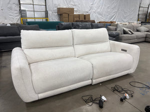 White Soft Fabric Power Recliner Sofa