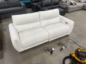 White Soft Fabric Power Recliner Sofa