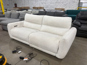 White Soft Fabric Power Recliner Sofa