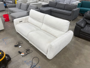 White Soft Fabric Power Recliner Sofa