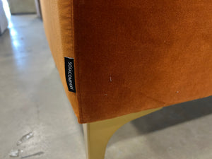 SofaCompany Burnt Orange Velvet MCM Sofa