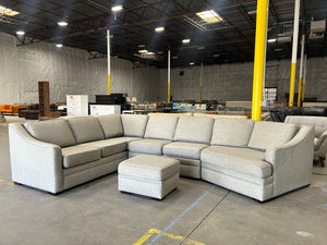 Sofa Mart Taupe U-Shaped Sectional w/Ottoman