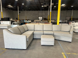 Sofa Mart Taupe U-Shaped Sectional w/Ottoman