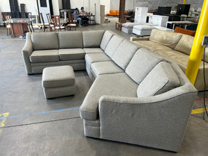 Sofa Mart Taupe U-Shaped Sectional w/Ottoman