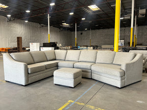 Sofa Mart Taupe U-Shaped Sectional w/Ottoman