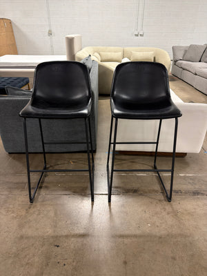 Black Leather Barstool Set