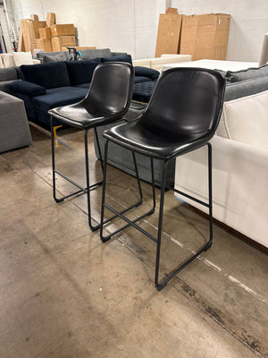 Black Leather Barstool Set