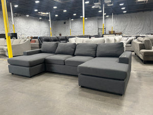 Dark Gray Dual Chaise Sectional w/Cupholders