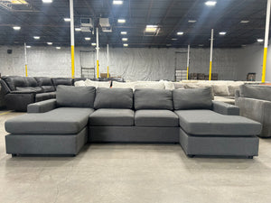 Dark Gray Dual Chaise Sectional w/Cupholders