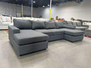 Dark Gray Dual Chaise Sectional w/Cupholders