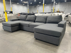 Dark Gray Dual Chaise Sectional w/Cupholders