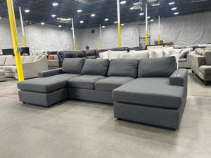 Dark Gray Dual Chaise Sectional w/Cupholders