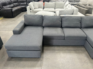Dark Gray Dual Chaise Sectional w/Cupholders