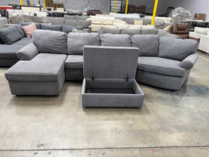 Grey Sectional with Storage Ottoman