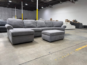 Grey Sectional with Storage Ottoman
