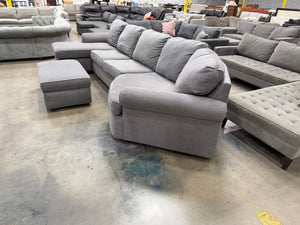 Grey Sectional with Storage Ottoman