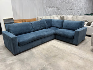 2- Pc Blue Velvet Sectional
