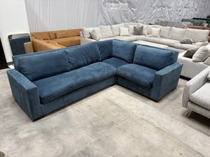 2- Pc Blue Velvet Sectional